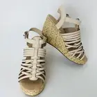 Rampage Women's Joann Espadrille Wedge Weave Vegan Sandals Ankle Strap Nude