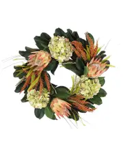 Creative Displays 26in Protea Fall Wreath with Hydrangeas & Heather