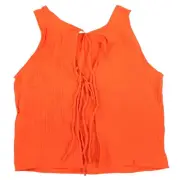 Vero Moda Womens Blouse Open Back Sleeveless Shirt Cotton Top Orange Xs New Nwt