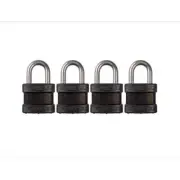 Commando Padlock Brass Ball Bearing Steel Weather Resistant in Black(4-Pack)