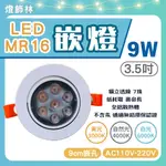 【燈飾林】LED 9W MR16 3.5吋 崁燈 嵌燈 9公分 洗牆燈 櫥櫃燈 小崁燈 獨立透鏡 7珠 台製 一年保固