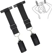 Door Sex Swing Straps Hanging Wrist Cuffs Adjustable Bondage Restraints BDSM Kit with Plush Leather Couple Handcuffs Bondage Gear Accessories for Kinky Couples (Black)