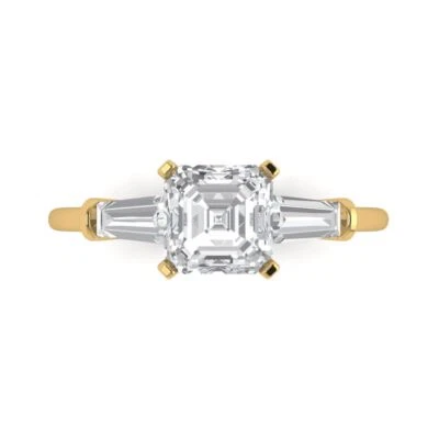 1.62Ct Square Emerald Cut White Sapphire Solid Gold Engagement Promise Ring