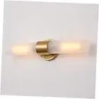 Modern Bathroom Light Fixtures 2-Light Frosted Glass Wall Sconce Brass Gold