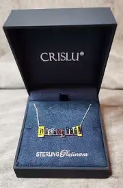 Disneyland Marquee Sign Crislu Exclusive Necklace Sterling Platinum, new