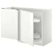METOD corner base cab w pull-out fitting, white/Ringhult white, 128x68x80 cm