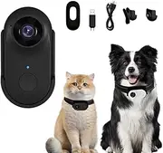 2MP Cat Collar Camera, 1080P HD Cordless Pet Camera with Back Clip, 90 Degree Wide Angle, Mini Action Camera for Video Records Dog Collar Camera for Pet Supplies Camera (Black)