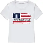 [TBBCWWQY] Toddler Boys 4th of July Shirts Kids American Flag T-Shirt Girls Patriotic Short Sleeve Tees Cotton Top Clothes 1-7T