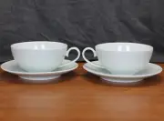 Crate & Barrel - Nikko - Celadon Edokomon - Coffee Cup & Saucer Sets - TWO - 2