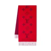 LOUIS VUITTON REYKJAVIK SCARF 100% CASHMERE RUBIS/RED 74.8x17.7 in M90895
