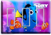 FINDING DORY PINK JELLYFISH NEMO TRIPLE GFCI LIGHT SWITCH WALL PLATE KIDS ROOM