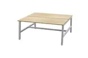 OL Axis Trestle 2 User Bench Oak Top with White Frame