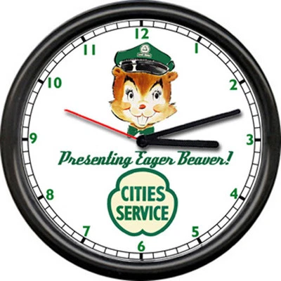 Cities Service Gas Station Beaver Retro Pump Sign Wall Clock