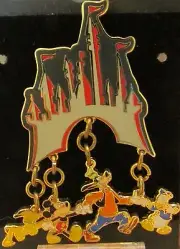 Disney Magic Kingdom Castle Blue DangleFAB 5 LE Mickey Mouse Pluto Donald Pin