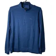 Tommy Bahama Men Quarter Zip Pullover Dockside Blue Sweatshirt Sweater XX Large