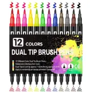 Double Tip Brush Pens Art Markers 12 Point Coloring Markers For Kids Adult