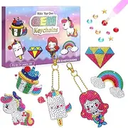 Yashuo Art Diamond Painting Kits for Kids: 5D Keychains Girls | Arts and Crafts Kids Ages 8-12 Make Your Own GEM Unicorn Keychain by Numbers Birthday Gifts 3-5 7-10, Rainbow