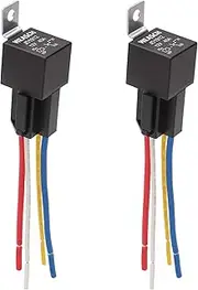 JD1912 Car Relay Harness, 12V 40A, 4 Pin SPST, Iron Backrest with 12AWG Harness Sockets, Automotive Switches and Starters, for Automotive Truck Van Motorcycle Boat (2)