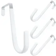 4PCS Over The Door Hooks for Hanging Metal Door Hanger Hook with Rubber White