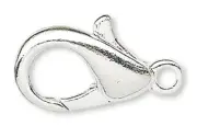 10 Silver Plated Pewter 10x6mm Lobster Claw Clasps with Closed Loop