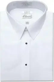Microfiber Slim fit Tuxedo Shirt "Laydown Collar", Non pleat, White&Black