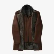 Allen Edmonds Shearling Coat XL Silky Cognac Italian Lambskin Leather Trim