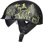 Vintage Motorcycle Half Helmet Motorcycle Half Shell Helmet with Pull Down Visor Removable Liner and Quick Release Buckle Unisex DOT/ECE Approved Motorcycle Helmet