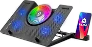 KLIM Nova RGB Cooling Pad - Gaming Laptop Cooler With Phone Holder - Quiet Stand With Fan - Compatible up to 17" - Ventilador para Laptop - 5-Year Assurance - Mac PS5 PS4 Xbox One