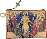 Needzo Rosary Pouch Tapestry Icon Resurrection of Christ Jesus Decent Into Hell of Christ and Lifting up of Adam and Eve 5 3/8 Inch