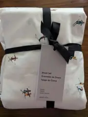west elm Cotton Percale Skiers Sheet Set-Queen-(NO PILLOWCASES)-NWT