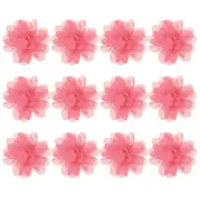 12-Pack Chiffon Flowers 1.97 x 1.97" Fabric Flowers for Craft [Dark Pink]
