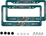 Football Team Colors License Plate Frame 12" x 6", 2 Pack Universal Aluminum City Color Football Car Plate Frame Covers with Free Screws Fasteners Caps