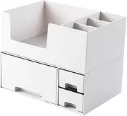 ETHZZLE Desktop Storage Box Drawer Monitor Riser White for Students and Makeup Enthusiasts