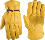 Wells Lamont Full Leather Work Gloves with Ball and Tape Wrist Closure, Grain Cowhide, Extra Large (1132XL)