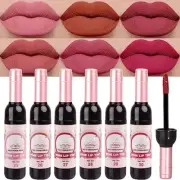6Pcs Wine Bottle Lip Tint Stain Matte All Day Liquid Lipstick Lip Gloss Sets for