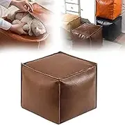 Stuffable Cushion Bag, 2025 New Unstuffed Pouf Ottomans, 2025 New Stuffable Cushion Bag, 16 inch Floor Footrest Storage Solution,Cube Decorative Footrest Storage Bag (Coffee)