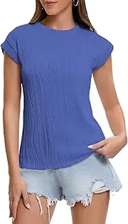 [OYIGELZ] T-Shirt Women's Tops Crew Neck Tops Plain Tank Top Elegant Basic Blouses Short Sleeve T-Shirt Summer Casual Loose Tee