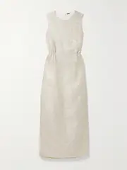 [Adam Lippes] Adam Lippes - Fringed Metallic Tweed Maxi Dress - US2 US 2 Metallic