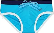 [DGHM-JLMY] Men's Solid Color Surfing Bikini Fashion Bikini Swimming Trunks Underwear Swimsuit Briefs with Drawstring