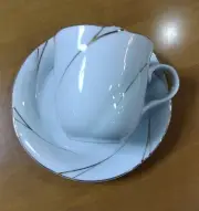 Coffee Cup Saucer Set Of 5 Elegant Gold Line