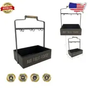 Rustic 6 Hook Mug Holder with Carry Handle – Perfect for Coffee Enthusiasts