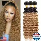 Biliisyff Ombre 1B/27 Honey Blonde Bundles Human Hair Deep Wave Brazilian Vir