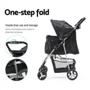 Large Foldable Pet Stroller - 4-Wheel Dog/Cat Travel Carrier