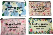 4Pcs Inspirational Bible Verse Pencil Pouch, Christian Pencil Case Scripture