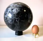 Giant 8.4kg 15cm Tourmaline in Quartz Crystal Ball Orb Sphere on Rosewood Stand