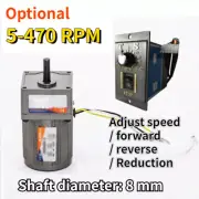 AC220V 6W Electric Motor Gear Box Reversible 5-470 RPM Variable Speed Controller