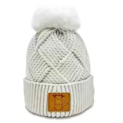Pokemon Leather Patch Knit Hat with Pom - Pikachu- Unisex Kids