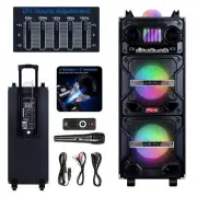 Dual 10" Woofer 4000W Bluetooth Speaker Rechargable For Party FM Karaok DJ AUX