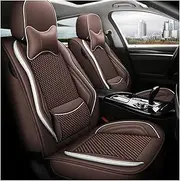 QIOZO ar Seat Covers Universal Full Set for Honda Insight/Accord/Fit/City/Clarity/Crosstour/Vezel/HR-V/Urban/Concept V Auto Parts/Waterproof,Coffee