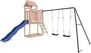 vidaXL Outdoor Playset Featuring Solid Douglas Wood Frame, Double Swing, Slide and Sandpit - Children's Garden Play Tower